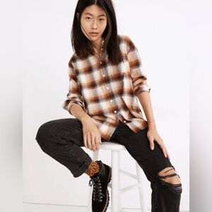 Madewell flannel side button shirt, size L